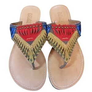 Dolce by Mojo Moxie boho southwestern Sundance flip flop sandals size 7 1/2